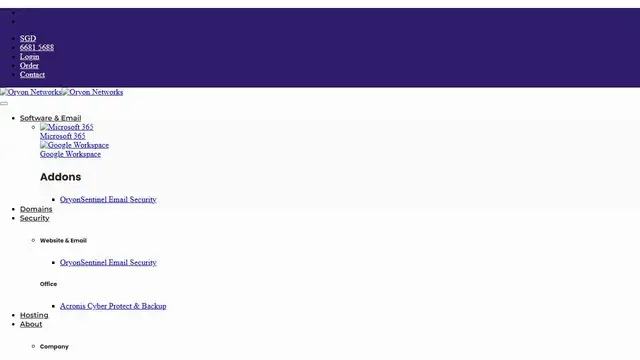 Website preview for Oryon - Largest Singapore Web Hosting Company