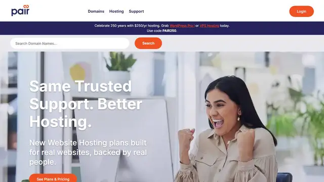 Screenshot of the pair Networks website