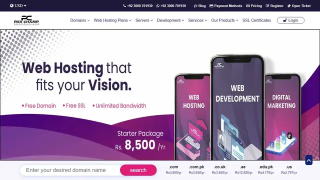 Screenshot of the Pakchamp website