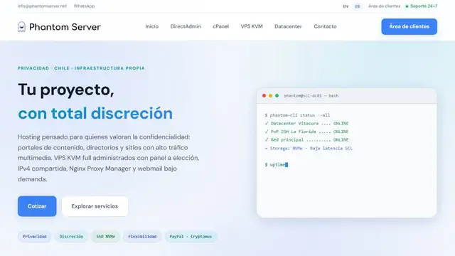 Website preview for Phantom Server