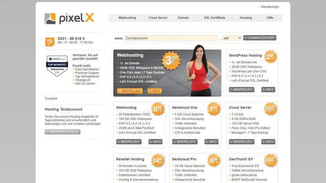 Website preview for pixelX