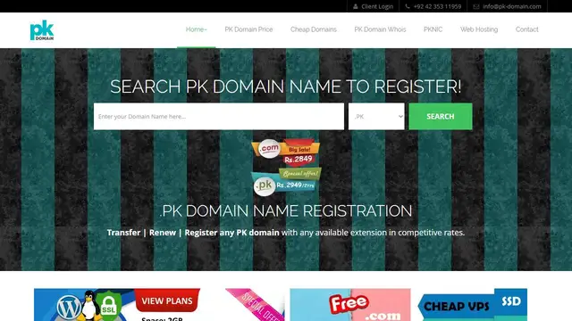 Screenshot of the PK-Domain website