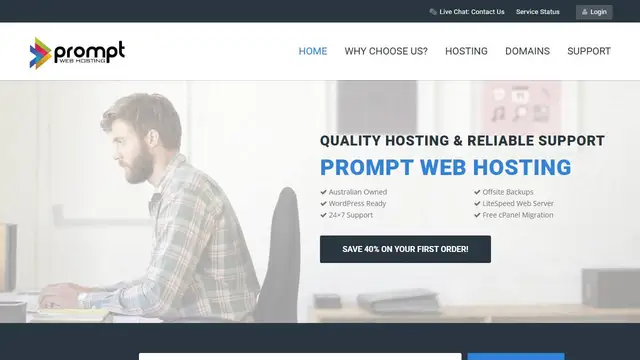 Website preview for Prompt Web Hosting