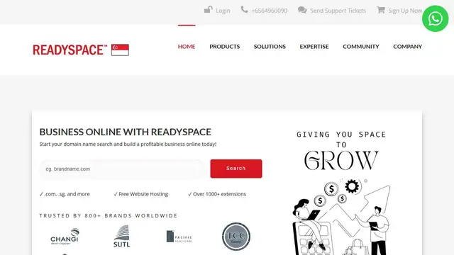 Website preview for ReadySpace Singapore