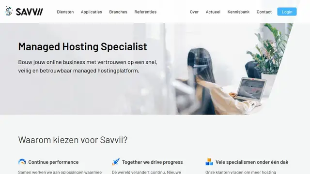 Screenshot of the Savvii website