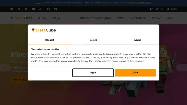 Website preview for ScalaCube