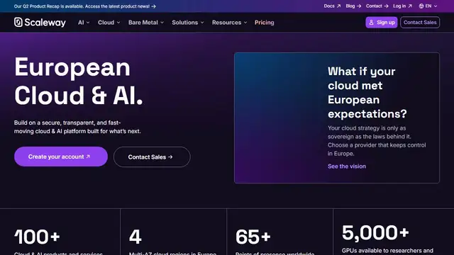 Website preview for Scaleway