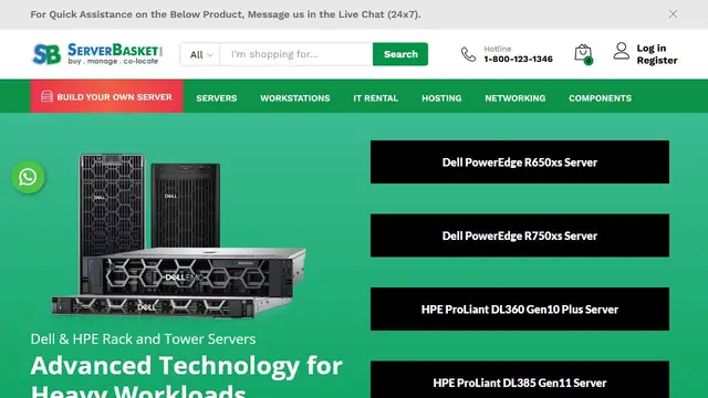 Website preview for ServerBasket