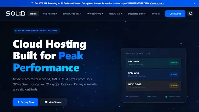 Website preview for SolidVPS