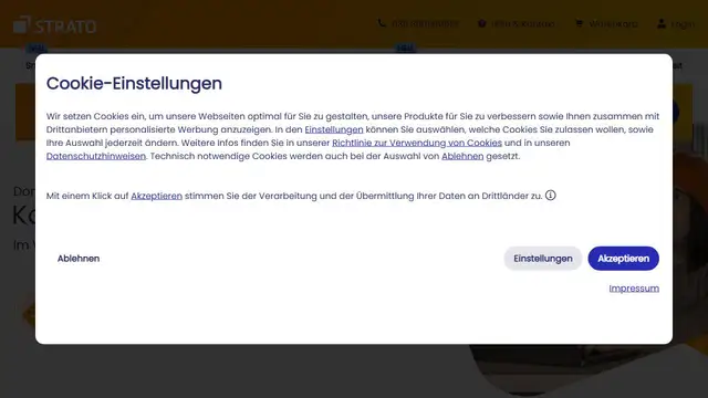 Screenshot of the STRATO website