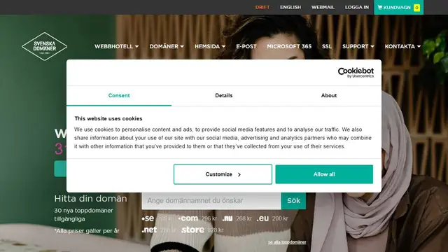 Website preview for Svenska Domaner