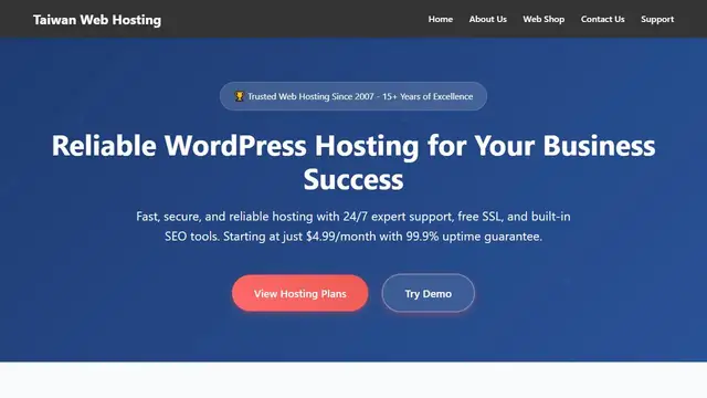 Website preview for Taiwan Webhosting.net