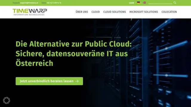 Website preview for TimeWarp