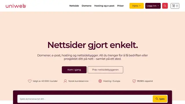 Website preview for uniweb.no