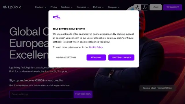 Website preview for UpCloud