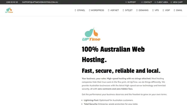 Website preview for UpTime Web Hosting