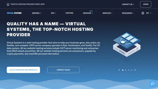 Website preview for VSYS Host