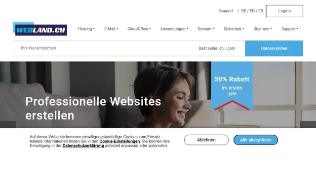 Screenshot of the Web Land.ch website