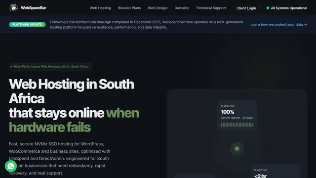 Website preview for WebSpaceBar