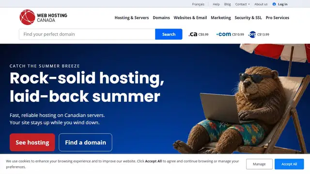 Screenshot of the Web Hosting Canada website