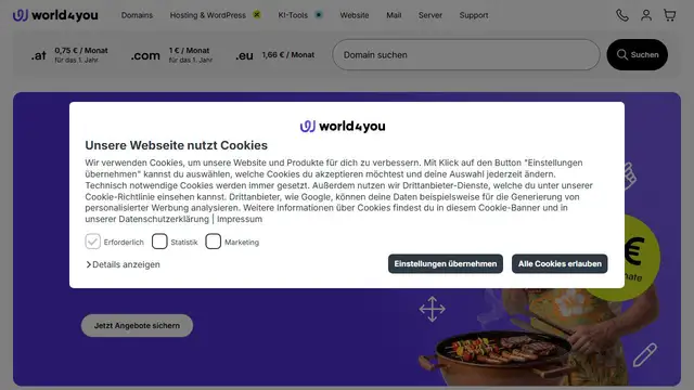 Website preview for World4You