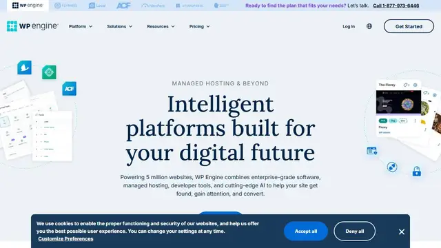 Screenshot of the WP Engine website