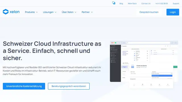 Screenshot of the Xelon website