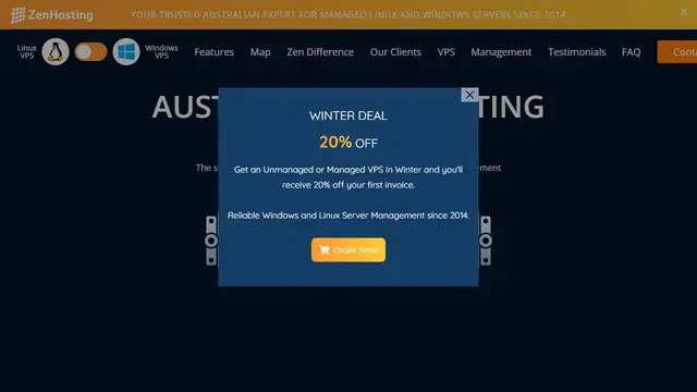 Website preview for Zen Hosting