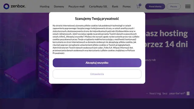Screenshot of the zenbox website